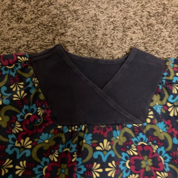 Tea Collection Blue Floral Print Cotton Dress 10 Short Sleeve Criss Cross Front - Picture 2 of 3